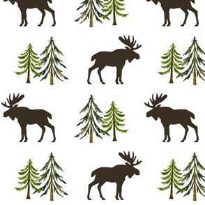 Forest Moose - Woodland Pine Trees Baby Nursery Bedding Kids Children GingerLous