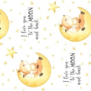 Baby Fox on Moon, I love you to the MOON and back, ROTATED