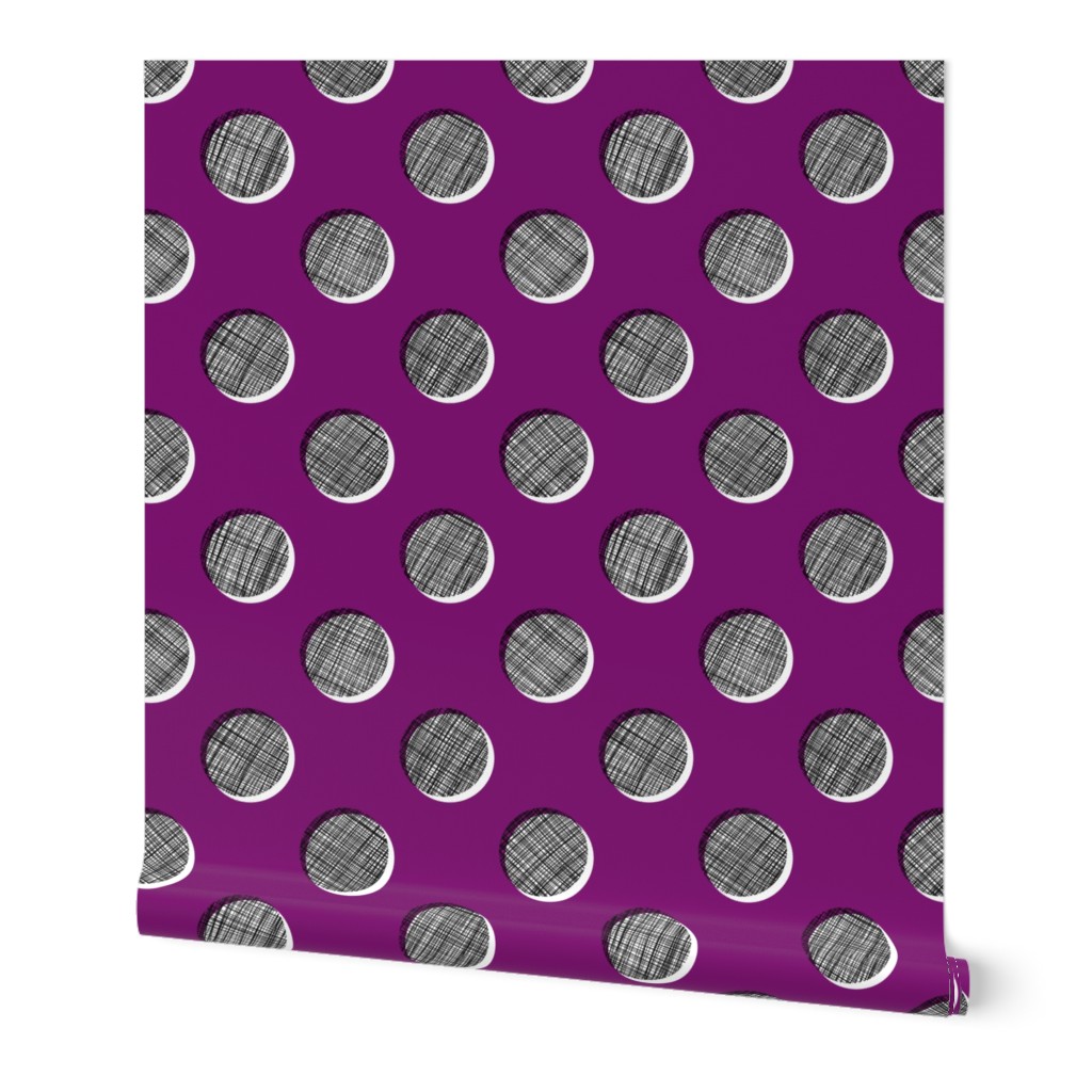 Woven Dots - Black and White on Plum