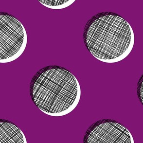 Woven Dots - Black and White on Plum