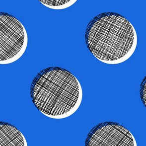 Woven Dots - Black and White on Blue