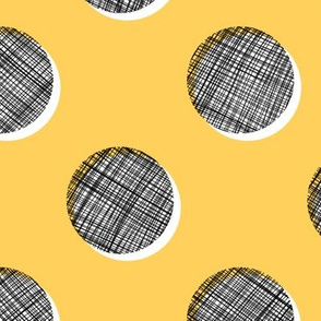 Woven Dots - Black and White on Yellow