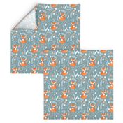 Fox - Sleepy Foxes (blue pond) Baby Nursery Woodland Animals Kids Childrens Bedding P2