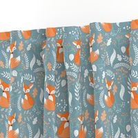 Fox - Sleepy Foxes (blue pond) Baby Nursery Woodland Animals Kids Childrens Bedding P2