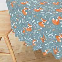 Fox - Sleepy Foxes (blue pond) Baby Nursery Woodland Animals Kids Childrens Bedding P2