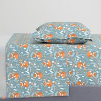 Fox - Sleepy Foxes (blue pond) Baby Nursery Woodland Animals Kids Childrens Bedding P2