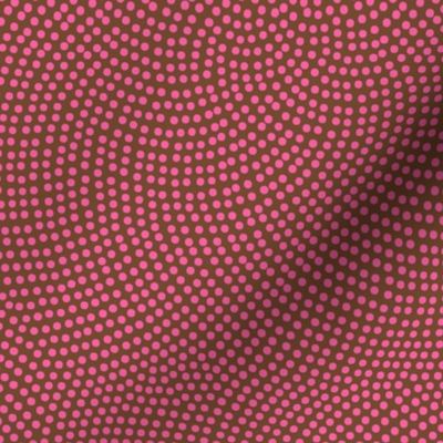 Fibonacci-flower polkadots - summercolors hot pink on brown