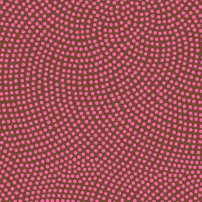 Fibonacci-flower polkadots - summercolors hot pink on brown