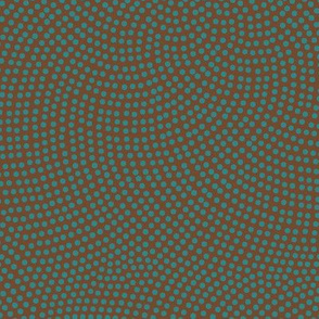 Fibonacci-flower polkadots - summercolors teal on brown