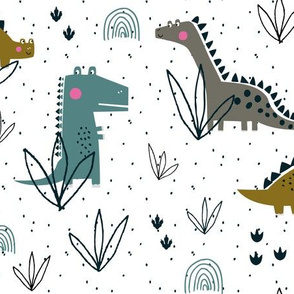 Dinosaur theme boys nursery on white / medium