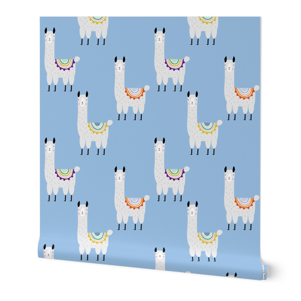 Llama llama blue cute alpaca mexican pattern for kids