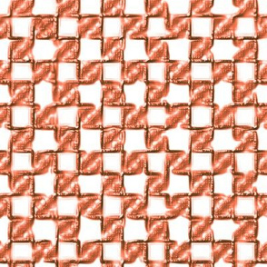 twisty checkerboard - coral/bronze on white