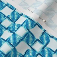 twisty checkerboard - bright blues on white