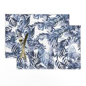 Palm Leaves in Blue Toile Colors by kedoki in 24 inch repeat