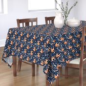 Fox - Sleepy Foxes (navy) Baby Nursery Woodland Animals Kids Childrens Bedding N10