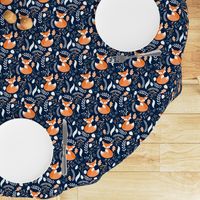 Fox - Sleepy Foxes (navy) Baby Nursery Woodland Animals Kids Childrens Bedding N10