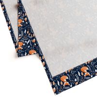 Fox - Sleepy Foxes (navy) Baby Nursery Woodland Animals Kids Childrens Bedding N10