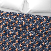 Fox - Sleepy Foxes (navy) Baby Nursery Woodland Animals Kids Childrens Bedding N10