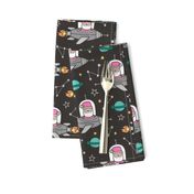 Pink Christmas Santa Claus in Space Rockets, Planets & Constellations
