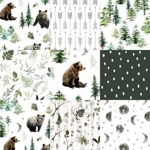 Forest Night Woodland Cheater Quilt