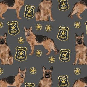 german shepherd police badge fabric dog k9 unit fabric - charcoal