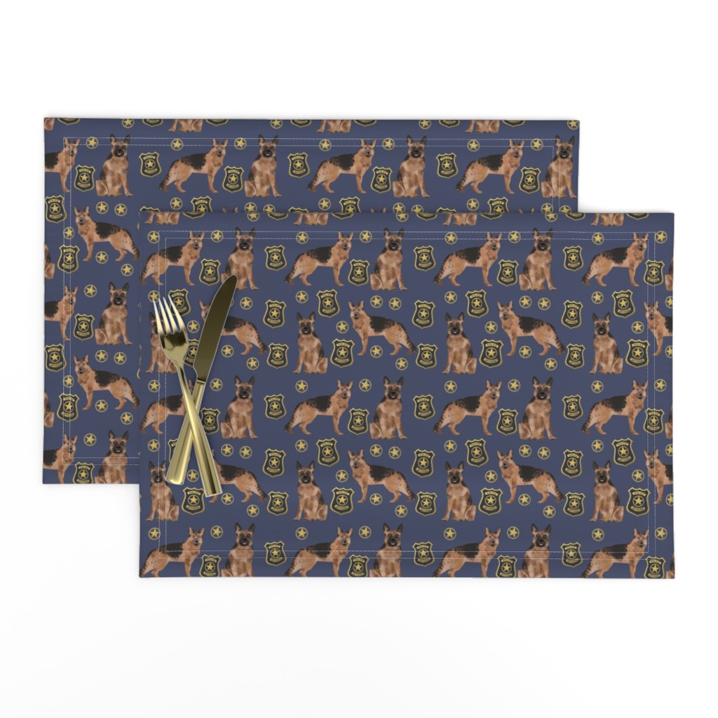 german shepherd police badge fabric dog k9 unit fabric - blue