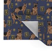 german shepherd police badge fabric dog k9 unit fabric - blue