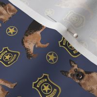 german shepherd police badge fabric dog k9 unit fabric - blue