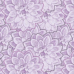Dahlias Purple Upholstery Fabric