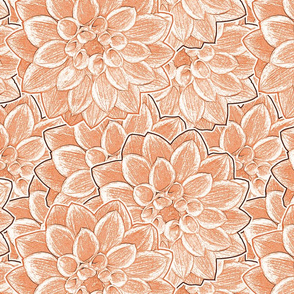 Dahlia Flowers Orange Upholstery Fabric