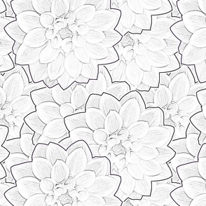 Dahlias White Upholstery Fabric