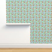 Cavoodle bubble tea boba  kawaii cute cavapoo pattern light blue