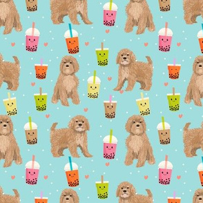 Cavoodle bubble tea boba  kawaii cute cavapoo pattern light blue