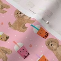 Cavoodle bubble tea boba  kawaii cute cavapoo pattern pink