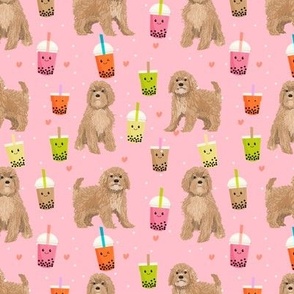 Cavoodle bubble tea boba  kawaii cute cavapoo pattern pink