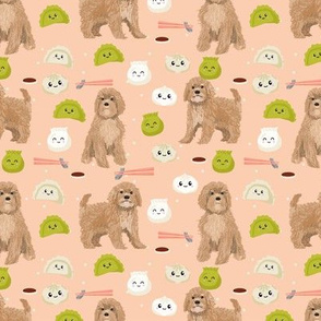 Cavoodle dim sum food kawaii cute cavapoo pattern blush