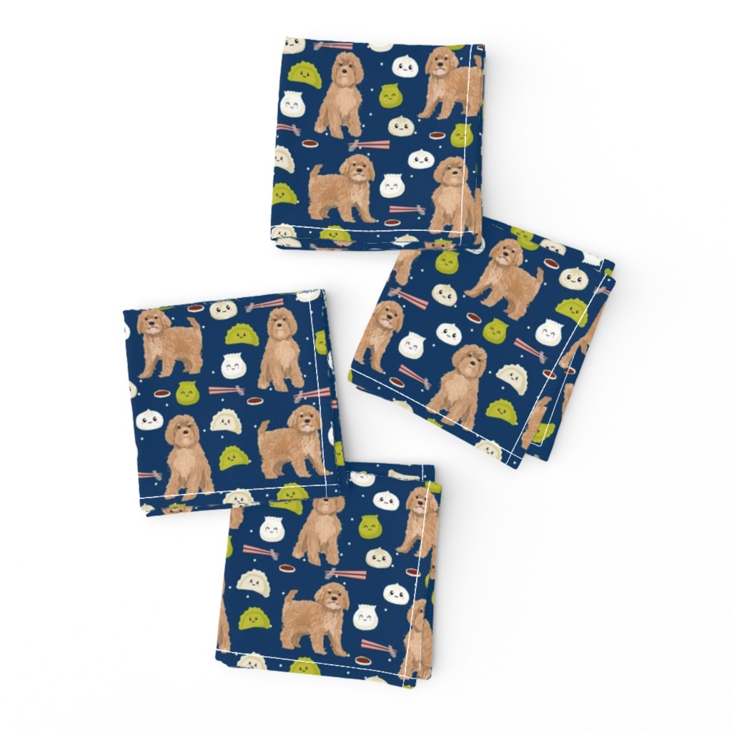 Cavoodle dim sum food kawaii cute cavapoo pattern navy