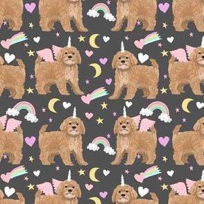 Cavoodle pastel unicorn magic cute cavapoo pattern dark grey