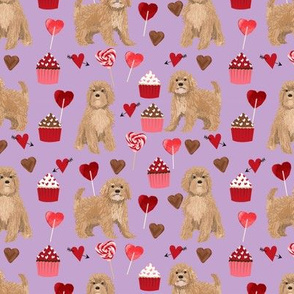 Cavoodle valentines day cute cavapoo pattern purple