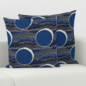 Abstract Eclipse Polka Dots in Cobalt Blue and Grey