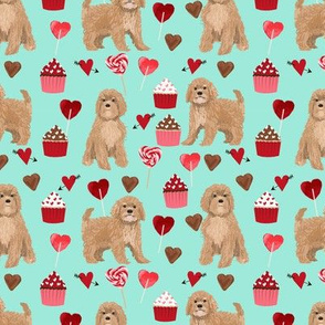Cavoodle valentines day cute cavapoo pattern teal