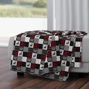 2" small scale - little man - red and black (buck) quilt woodland