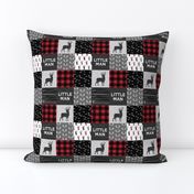 2" small scale - little man - red and black (buck) quilt woodland