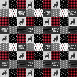 2" small scale - little man - red and black (buck) quilt woodland