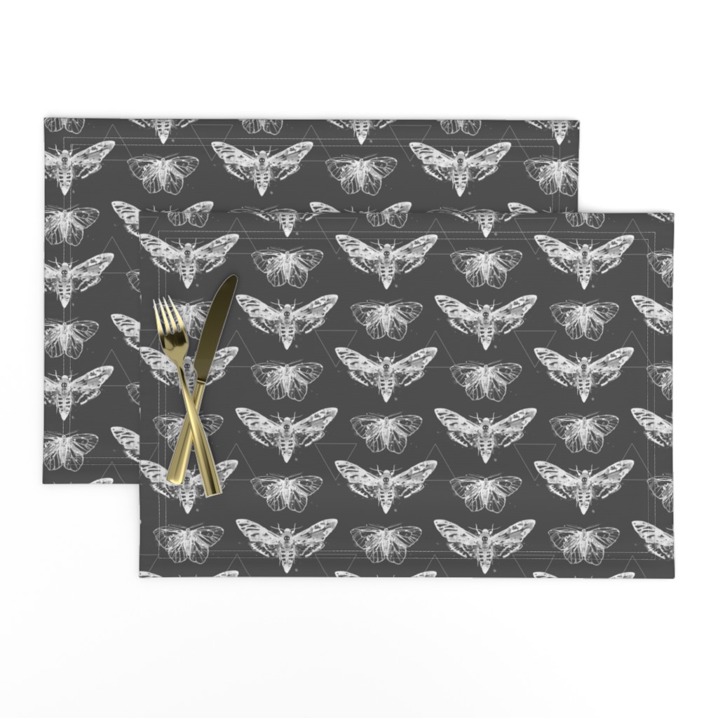 Geometric Moths - inverted white on charcoal gray