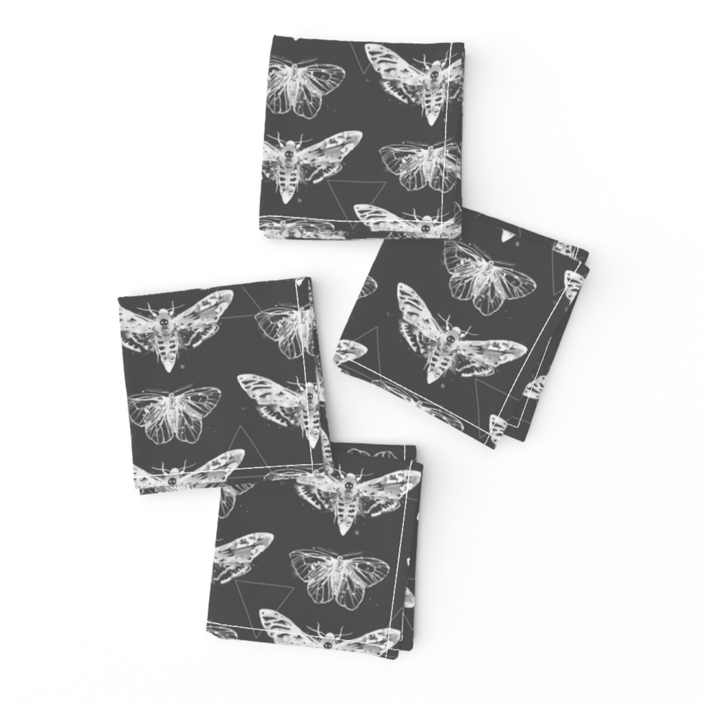 Geometric Moths - inverted white on charcoal gray