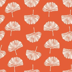 Ginkgo leaf pattern botanical print orange