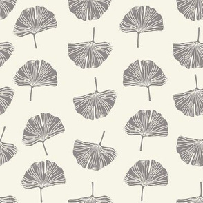 Ginkgo leaf pattern botanical print grey