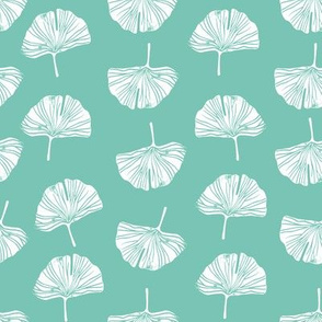 Ginkgo leaf pattern botanical print light blue