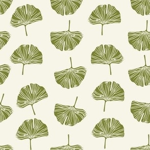 Ginkgo leaf pattern botanical print green